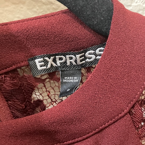 Express Deep Red Lace Mini Dress - Picture 2 of 4